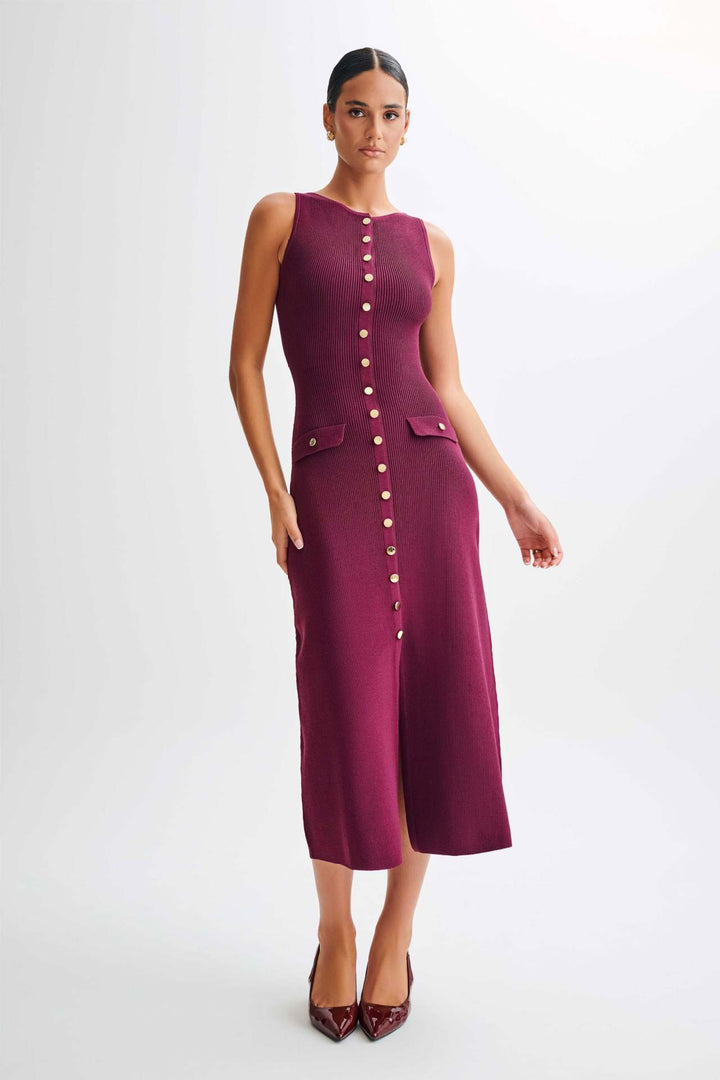 Damen Strick-Maxikleid mit durchgehendem Knopfverschluss Echo Archiv