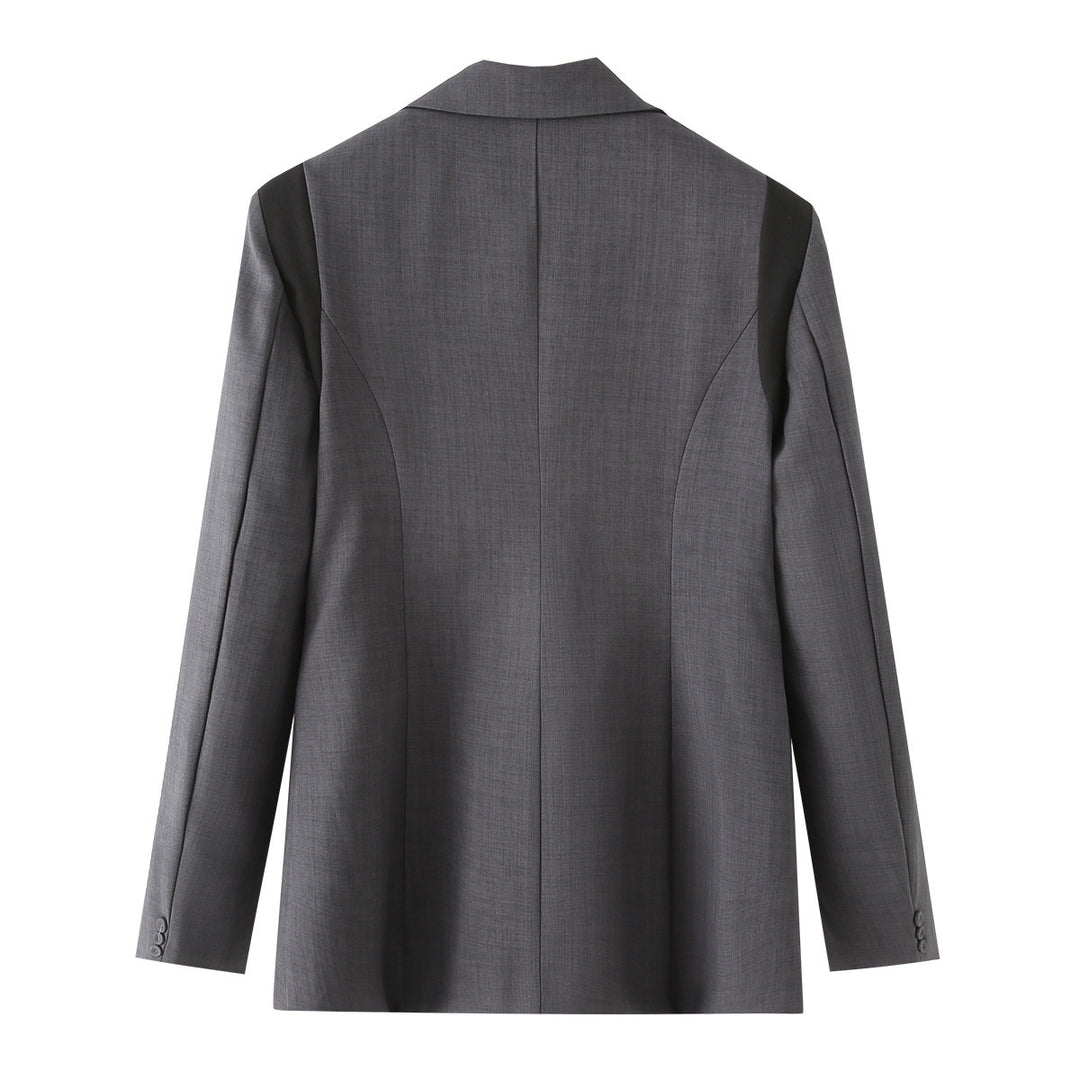 Damen nan weitgeschnittener Blazer mit kontrastierendem Revers, einreihiger Knopfleiste und Pattentaschen Echo Archiv