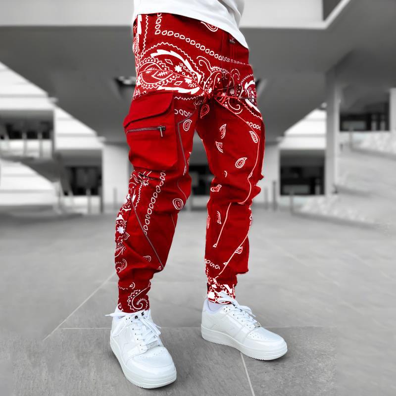 Herren Cargo-Jogginghose mit Bandana-Print, Kordelzug & Mehrfachtaschen – Bravaro