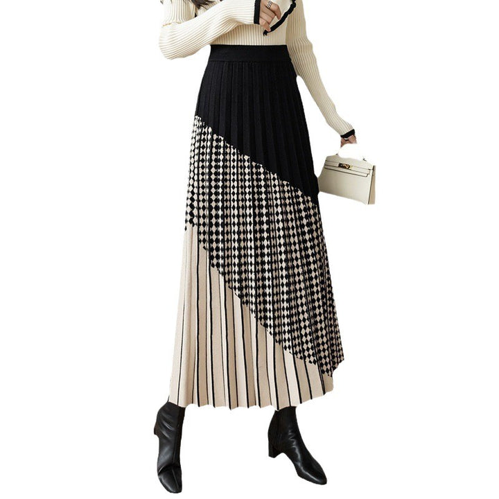 Damen Plissierter Maxirock mit geometrischem Muster Echo Archiv