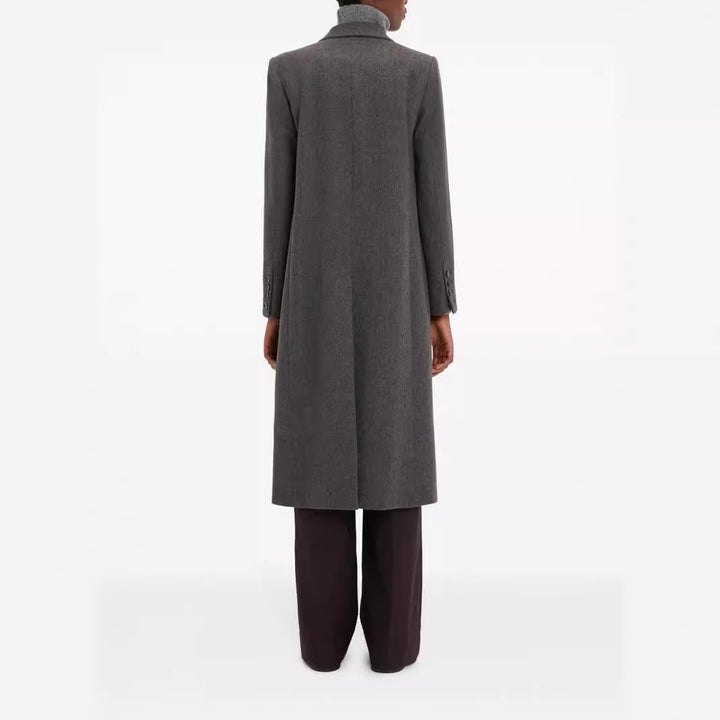 Damen Doppelreihiger Longcoat im Tailoring‑Look mit schmaler Silhouette und markanter Schulter Echoarchiv