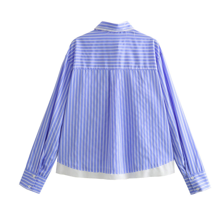 Damen nan Oversize-Hemdbluse mit Kentkragen, Brusttasche und kontrastiertem Saum Echo Archiv