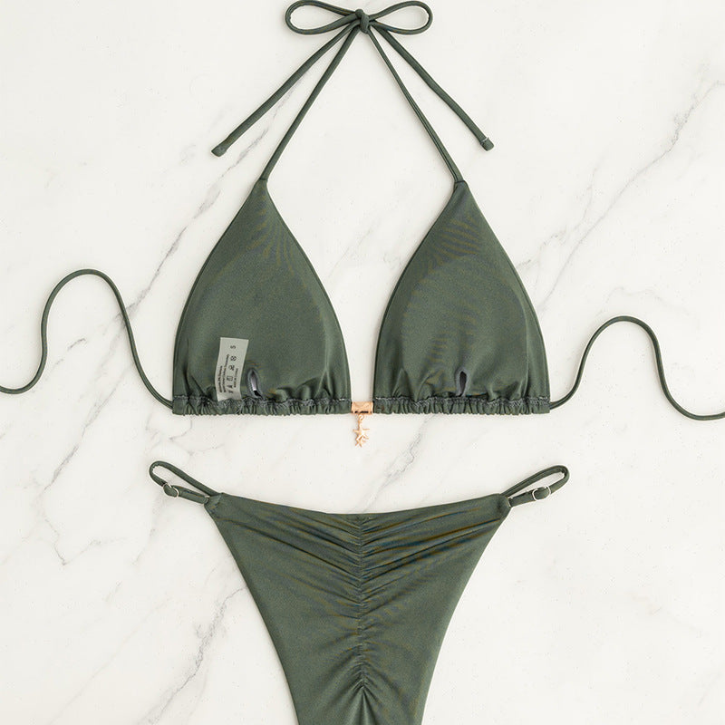 Damen Triangel-Bikini-Set mit verstellbaren Bändern und glatter Oberfläche Echo Archiv
