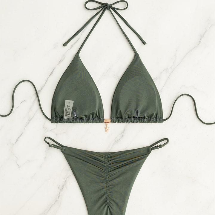 Damen Triangel-Bikini-Set mit verstellbaren Bändern und glatter Oberfläche Echo Archiv