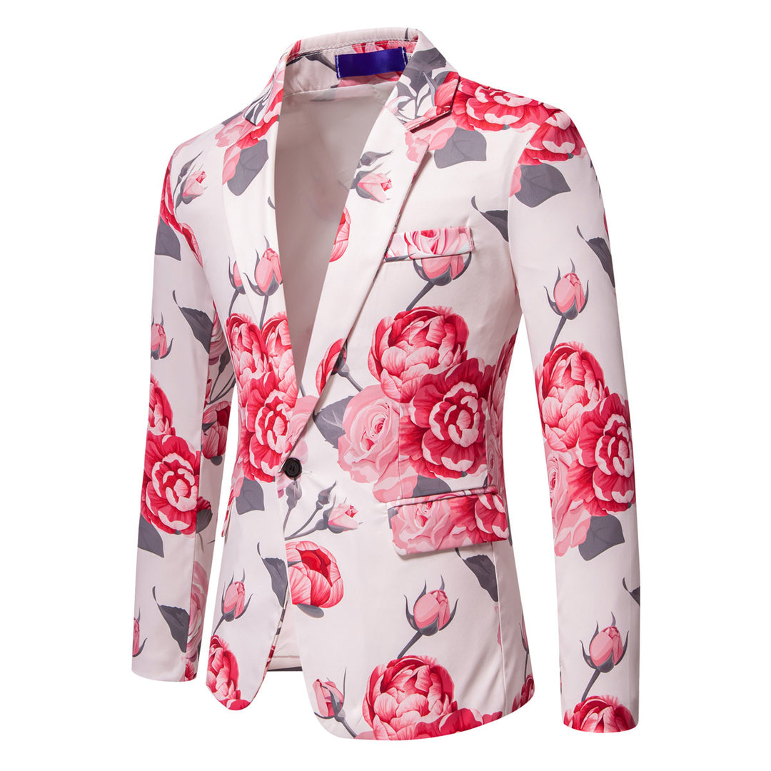 Herren Slim-Fit Sakko mit ganzflächigem Blumenprint und schmalem Revers Echo Archiv