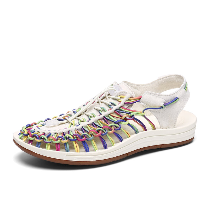 Unisex Geflochtene Sport-Sandalen mit elastischen Multicolor-Kordeln Echoarchiv