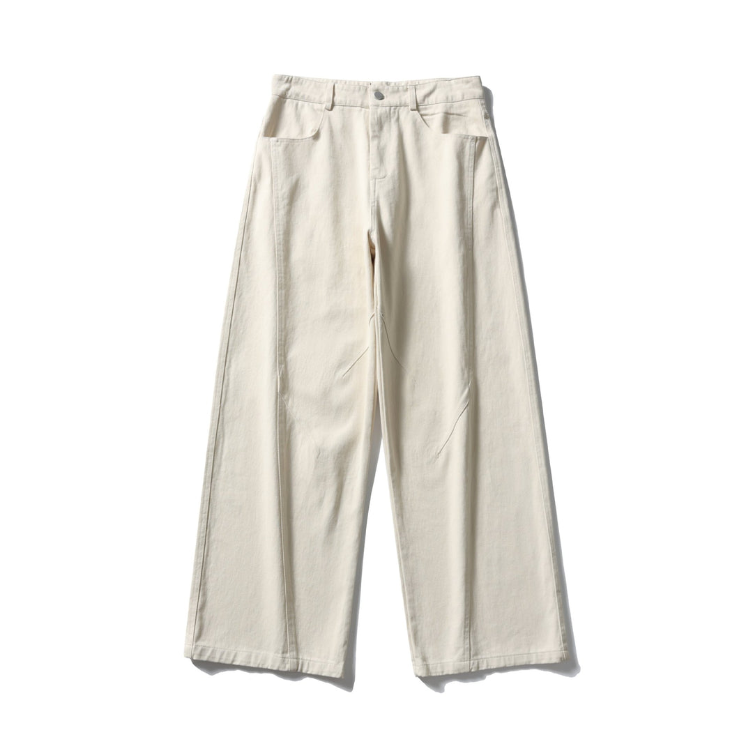 Damen Hochtaillierte weite Culotte‑Hose aus Baumwoll‑Twill mit Ziersteilnähten Echoarchiv