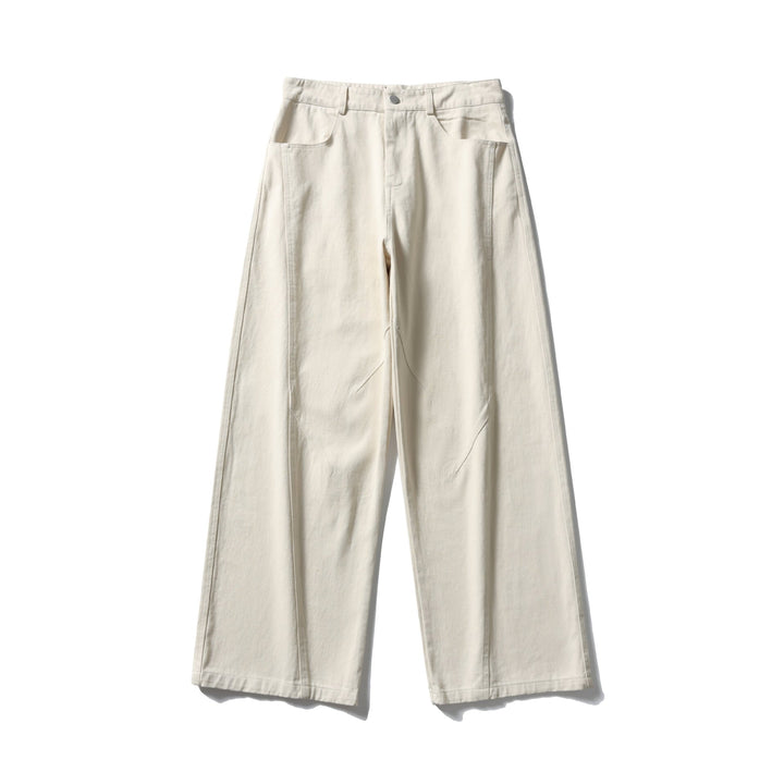 Damen Hochtaillierte weite Culotte‑Hose aus Baumwoll‑Twill mit Ziersteilnähten Echoarchiv