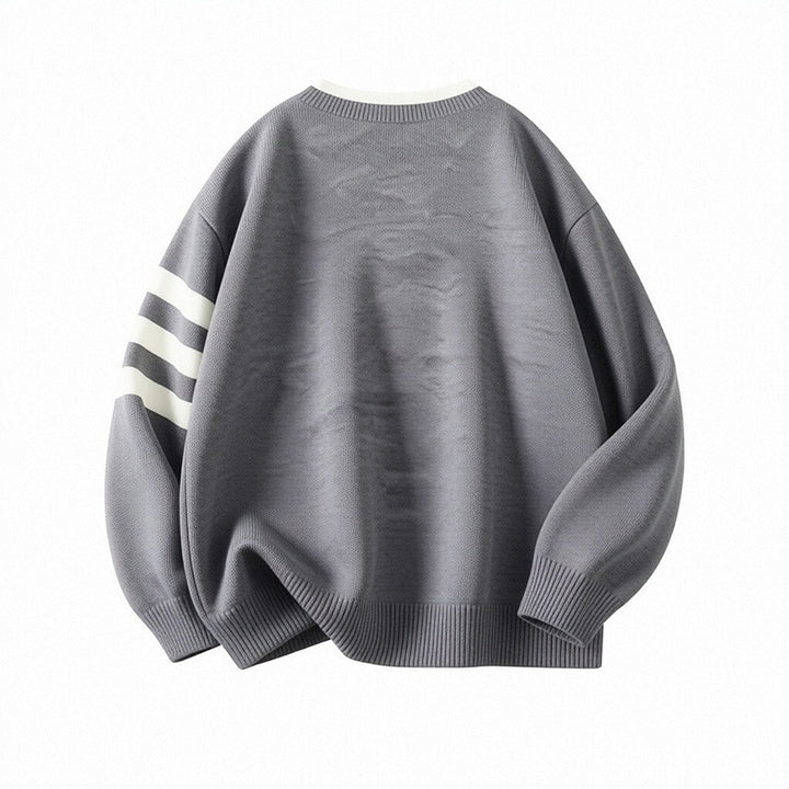 Damen Sportlicher Oversize Pullover mit Knopfleiste und Streifen Echo Archiv