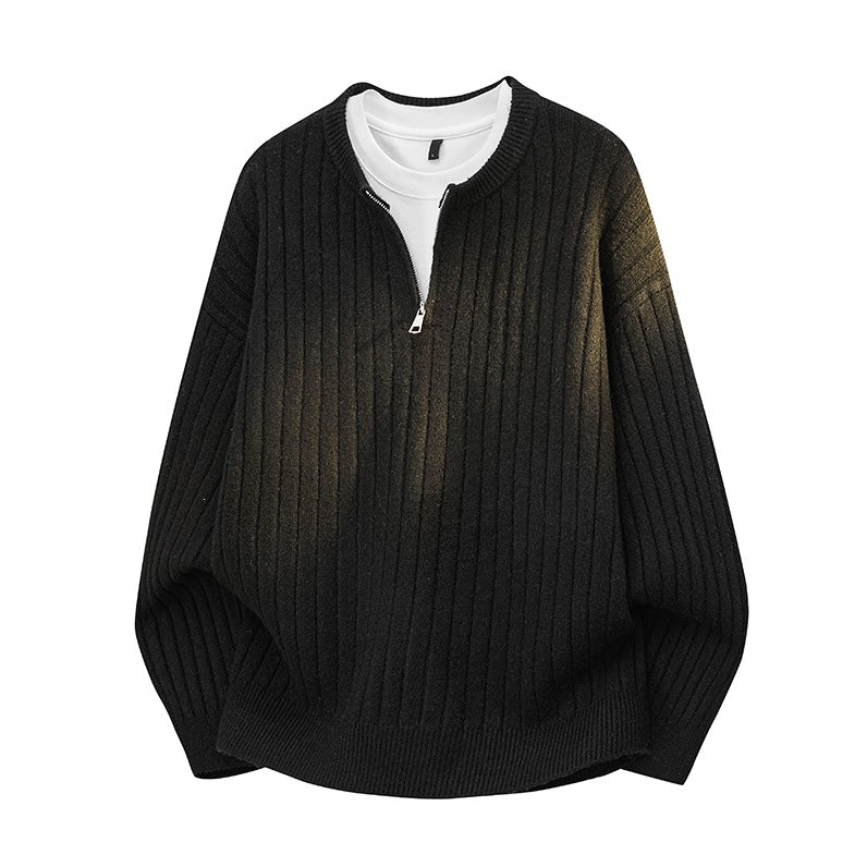Herren Grobstruktur-Halbzip-Strickpullover mit Rippenstruktur Echoarchiv