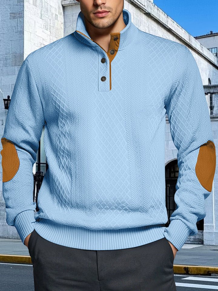 Herren Strickpullover mit strukturiertem Design und Lederpatches Echoarchiv