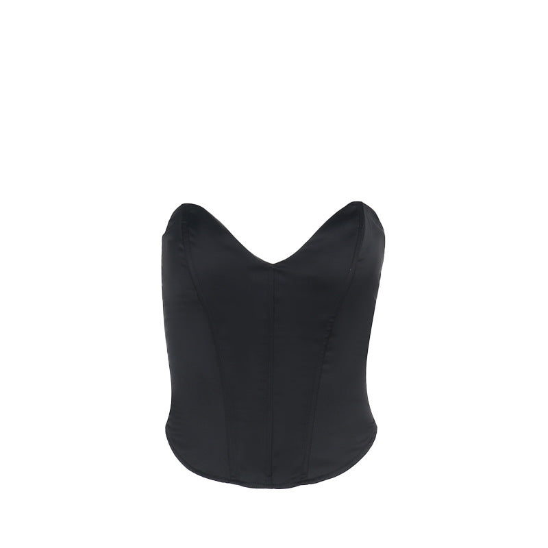 Damen Corsage-Top mit Herz-Ausschnitt aus glattem Satin Echo Archiv