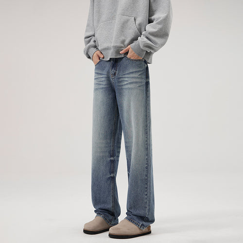 Herren Weite Denim-Jeans mit geradem Bein und Vintage-Waschung Echo Archiv