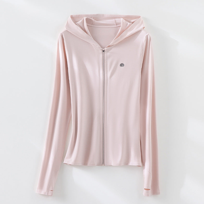 Damen Leichte Kapuzenjacke mit durchgehendem Reißverschluss, Slim‑Fit und Daumenloch Echoarchiv