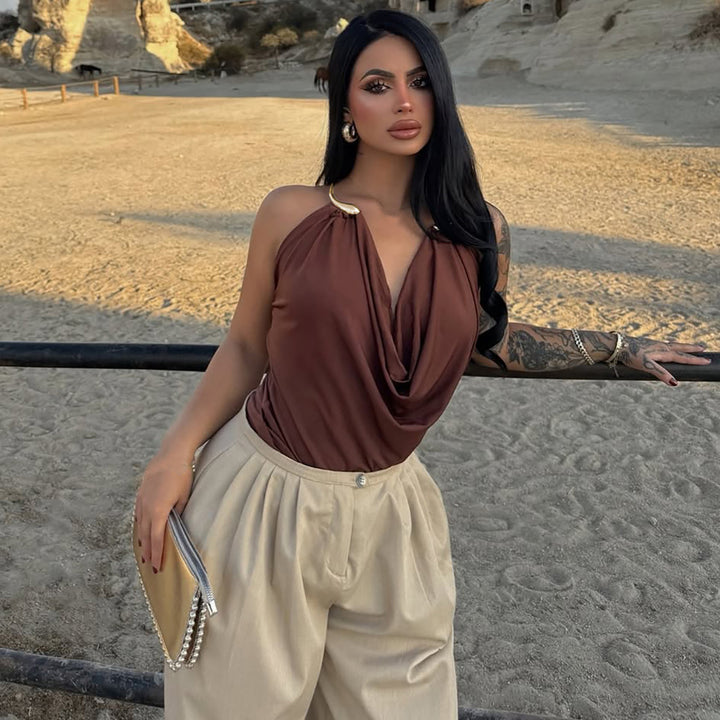 Damen Wickeltop mit raffiniertem Ausschnitt und eleganter Drapierung Echo Archiv