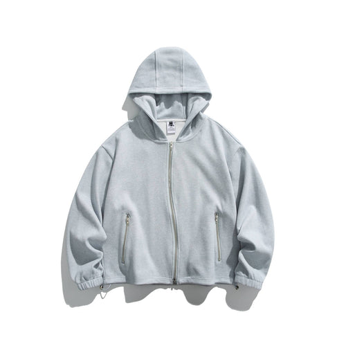 Unisex Leichte Zip-Hoodie-Jacke mit Reißverschlusstaschen und verstellbarem Saum Echoarchiv