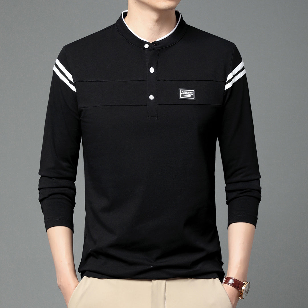 Herren Elegantes Langarm Polohemd mit modernem Kragen Echoarchiv