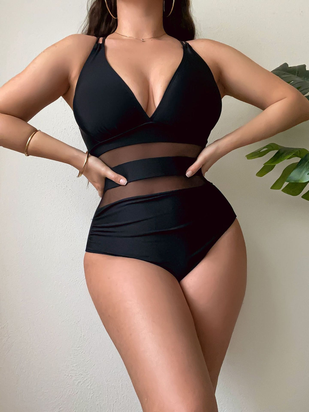 Damen Sportlicher Badeanzug mit transparenter Taille Echo Archiv
