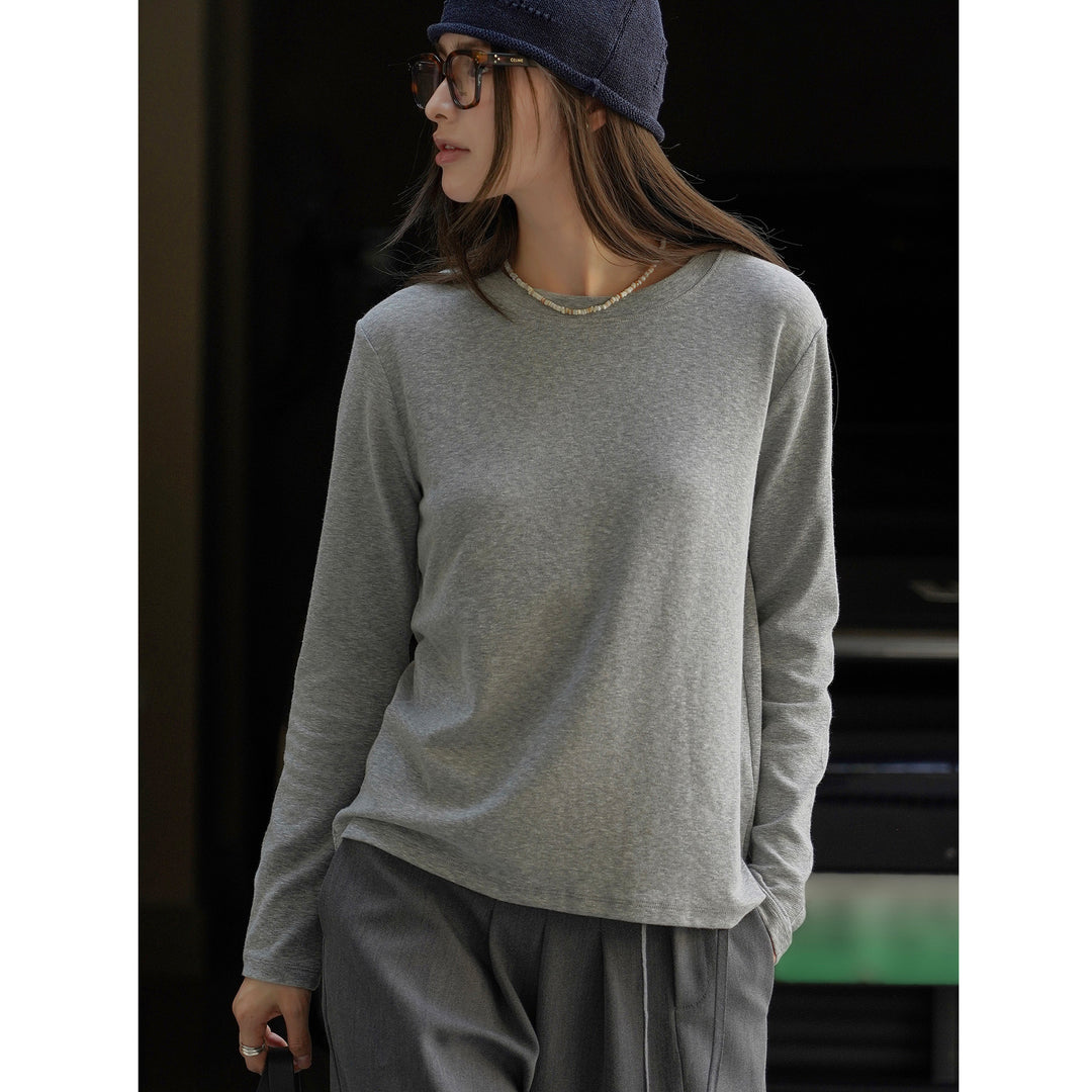 Damen Feines Longsleeve aus Bio-Baumwolljersey mit Rundhalsausschnitt und geradem Saum Echoarchiv