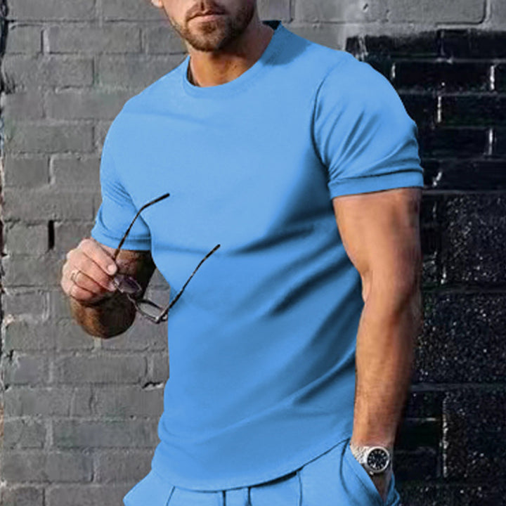 Herren Basic Rundhals-T-Shirt aus atmungsaktiver Baumwolle Echoarchiv