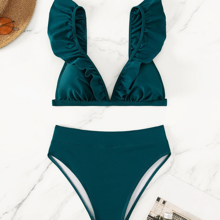 Damen Raffiniertes Triangel-Bikini-Set mit Rüschendetails Echo Archiv