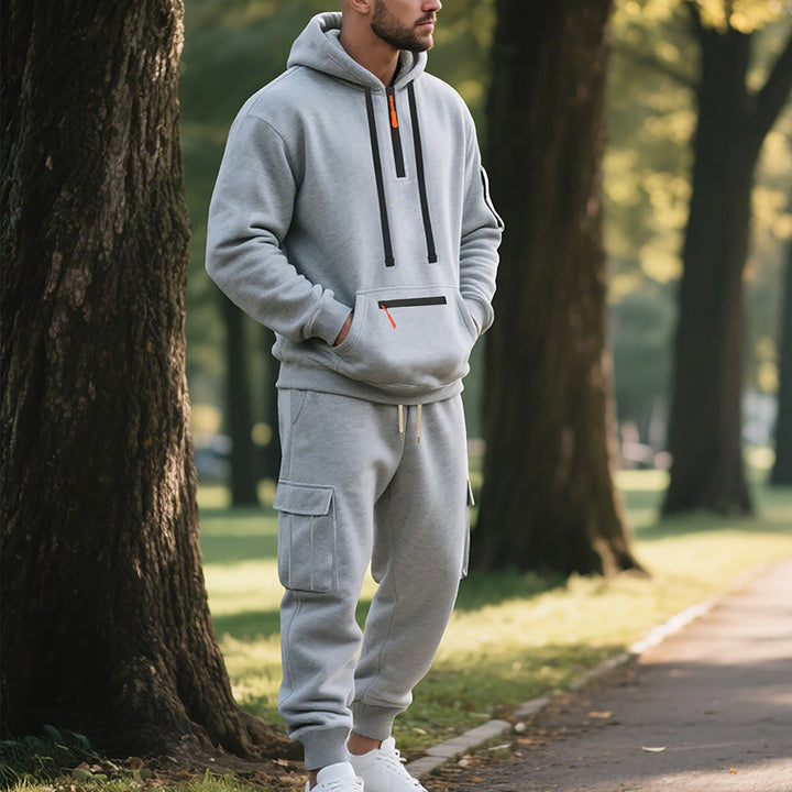 Herren sportliches Hoodie und Bundhose Set mit praktischen Taschen Echoarchiv