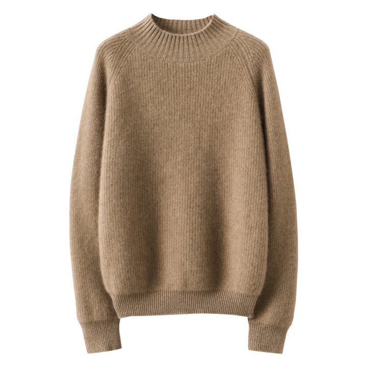 Damen Kurz-Stehkragenpullover aus feinem Feinstrick mit kaschmirähnlicher Weichheit und Raglanärmeln Echoarchiv