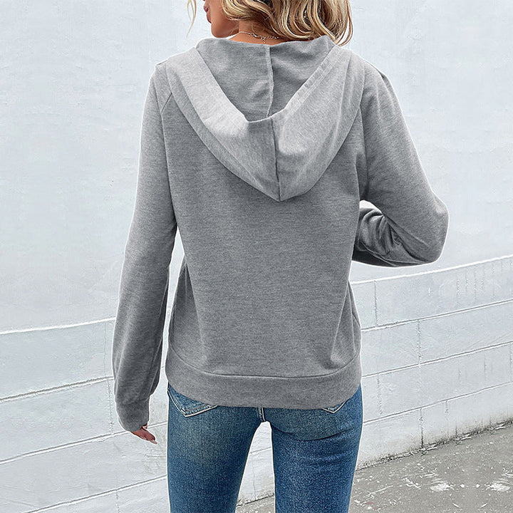 Damen Kapuzenpullover mit Zierknopfleiste, Raglanärmeln und Kängurutasche Echoarchiv