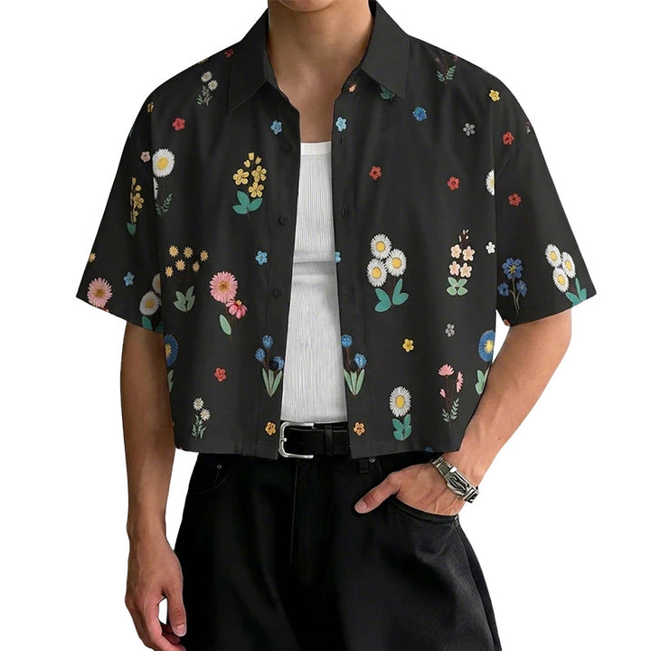 Damen nan kastig geschnittene Kurzarm-Hemdbluse mit floralem Allover-Print, Hemdkragen und kurzem Saum Echo Archiv