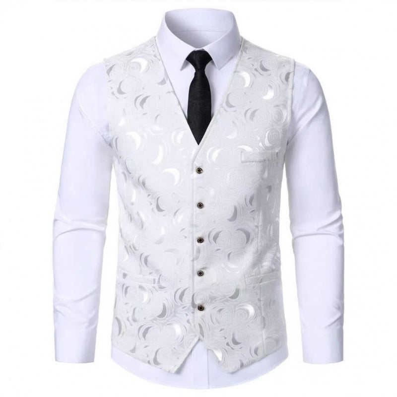Herren elegante Weste mit floralem Jacquard-Muster Echoarchiv
