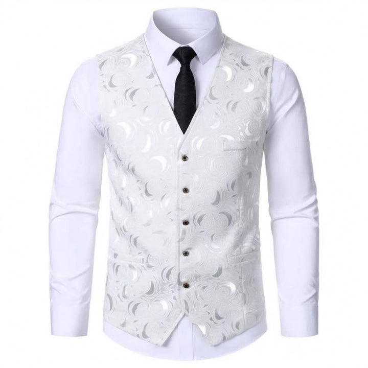 Herren elegante Weste mit floralem Jacquard-Muster Echoarchiv