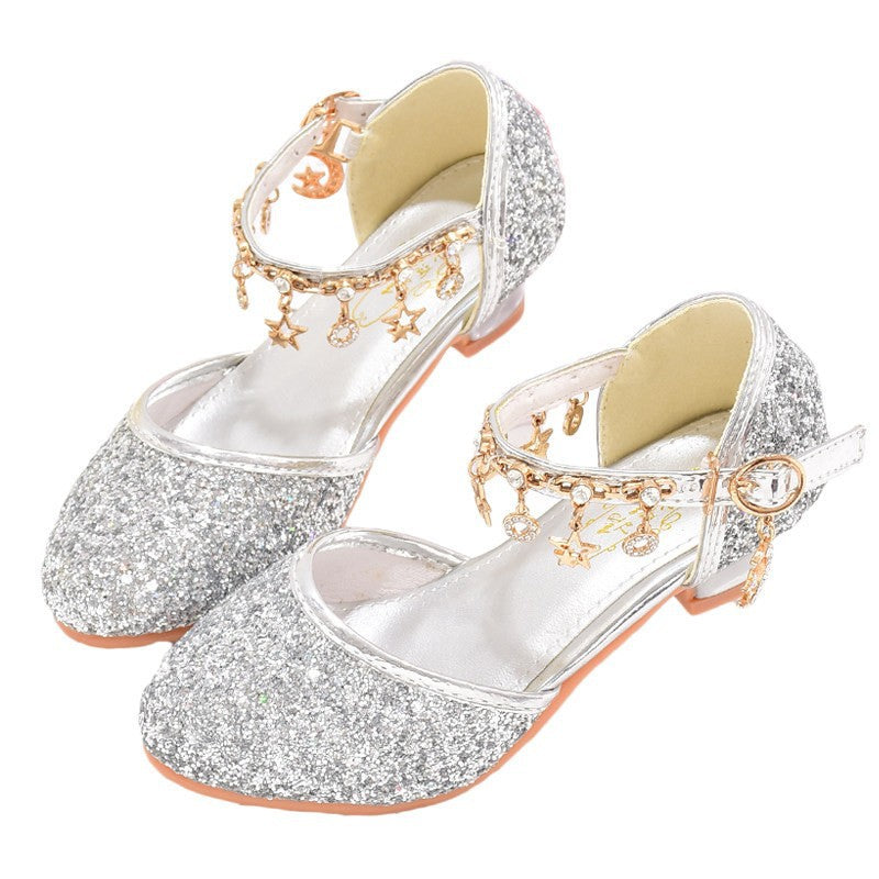Mädchen Glitzernde Ballerina-Sandalen mit hohen Absatz und Anhänger Echo Archiv