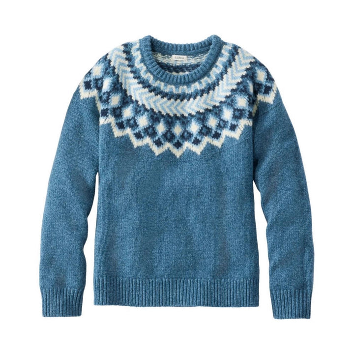 Damen nan Norwegerpullover aus Wollmix mit Rundhalsausschnitt und traditionellem Fair-Isle-Yoke Echo Archiv