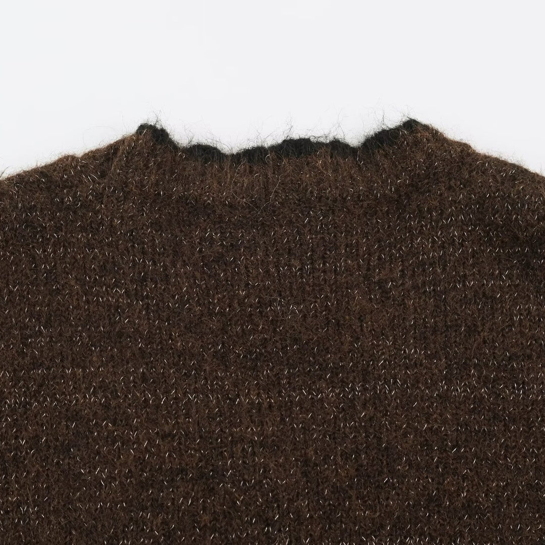 Damen Oversize Strickcardigan mit V-Ausschnitt, Knopfleiste und kontrastierenden Zierkanten Echoarchiv