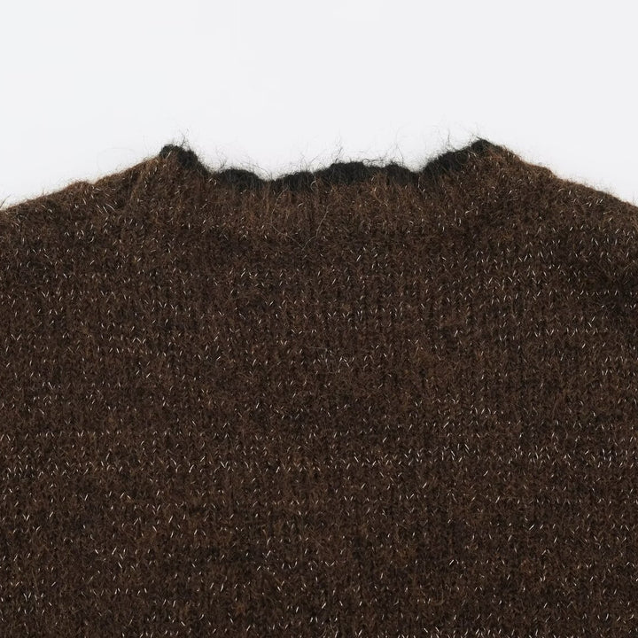 Damen Oversize Strickcardigan mit V-Ausschnitt, Knopfleiste und kontrastierenden Zierkanten Echoarchiv