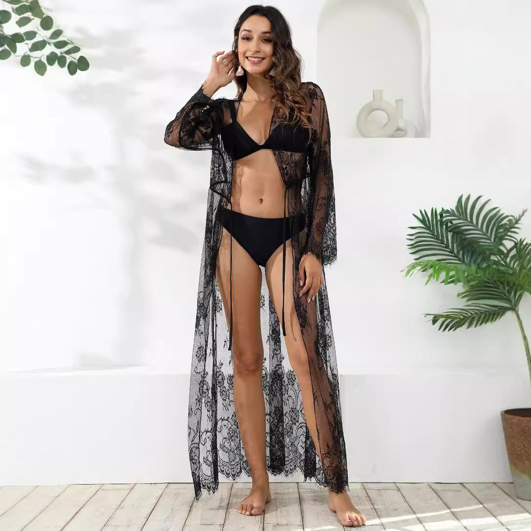 Damen transparentes Häkel-Kleid mit floralem Design Echo Archiv