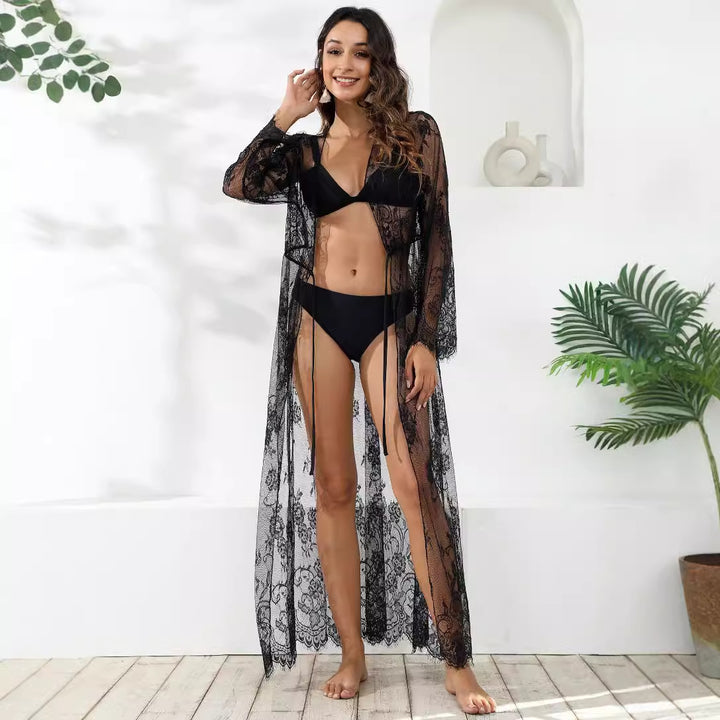 Damen transparentes Häkel-Kleid mit floralem Design Echo Archiv