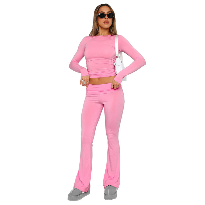 Damen Hochbund Yoga-Hose mit Wickelbund, ausgestelltem Bein und Stretchqualität – Avélisse