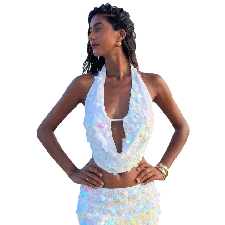 Damen funkelndes Strandoberteil mit einzigartigen Cut-Outs Echo Archiv