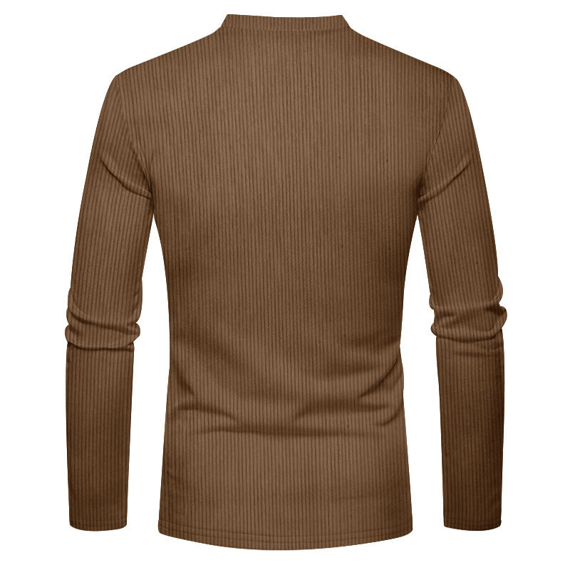 Herren Rippenfeinstrick Langarmshirt mit Slim‑Fit und Stehkragen – Arvello