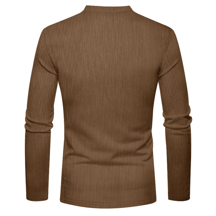Herren Rippenfeinstrick Langarmshirt mit Slim‑Fit und Stehkragen – Arvello