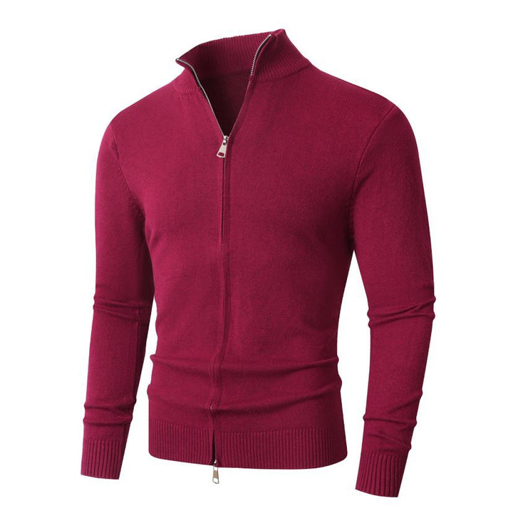 Herren Slim-Fit Feinstrick-Cardigan mit Zweifach-Reißverschluss und Stehkragen Echo Archiv