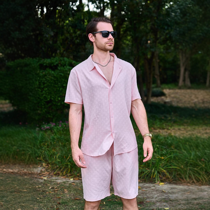 Herren leichte Sommer-Shorts und Kurzarm-Hemd Set Echoarchiv