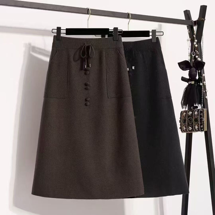 Damen Vintage Rock mit Knopfdetails und elastischem Bund Echo Archiv