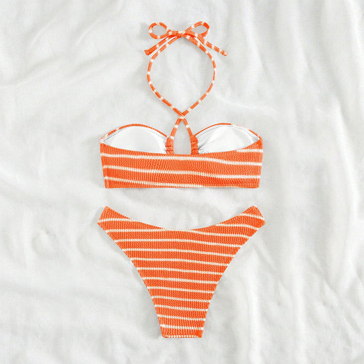 Damen zweiteiliger Bikini mit geflochtenem Oberteil und hohem Beinausschnitt Echo Archiv