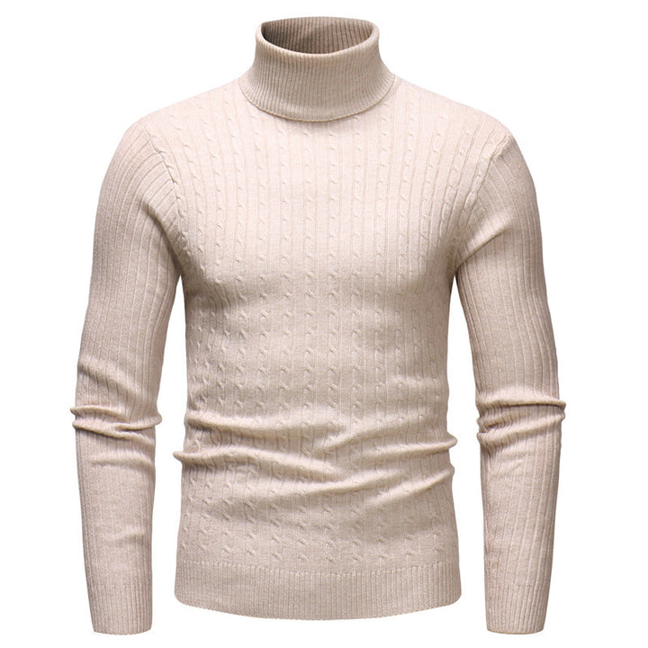 Herren Hochwertiger Rollkragenpullover mit strukturiertem Zopfmuster Echoarchiv