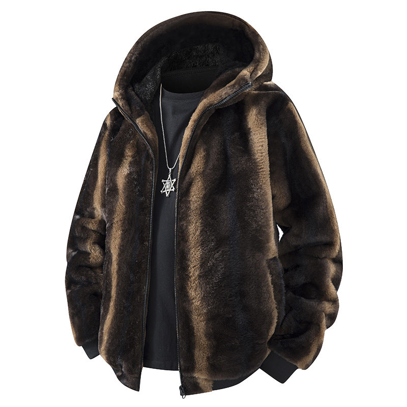 Herren Kapuzen-Fleecejacke im Oversized-Look mit weichem Kunstfellfutter Echo Archiv