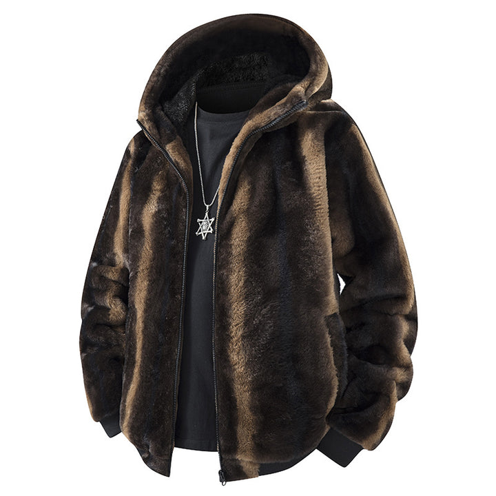 Herren Kapuzen-Fleecejacke im Oversized-Look mit weichem Kunstfellfutter Echo Archiv
