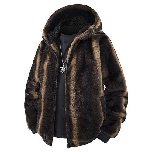 Herren Kapuzen-Fleecejacke im Oversized-Look mit weichem Kunstfellfutter Echo Archiv