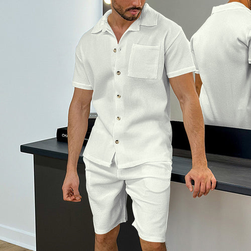 Herren Stylish Kurzarm-Set mit strukturiertem Design Echoarchiv